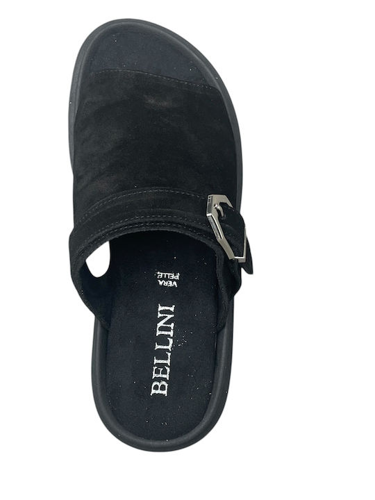 Damentliche Leder Flache Sandalen Schwarz GY-08451-1-3
