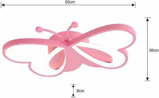 Einfaches Licht Kinderzimmer-Deckenleuchte aus Kunststoff 36W mit Lampensockelgröße E27 Rosa 50cm