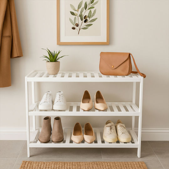 Bamboo Shoe Cabinet Hallway 55x26x70cm