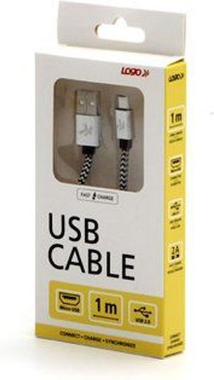 Logo Collection Geflochten USB 2.0 auf Micro-USB-Kabel Weiß 1m 1Stück