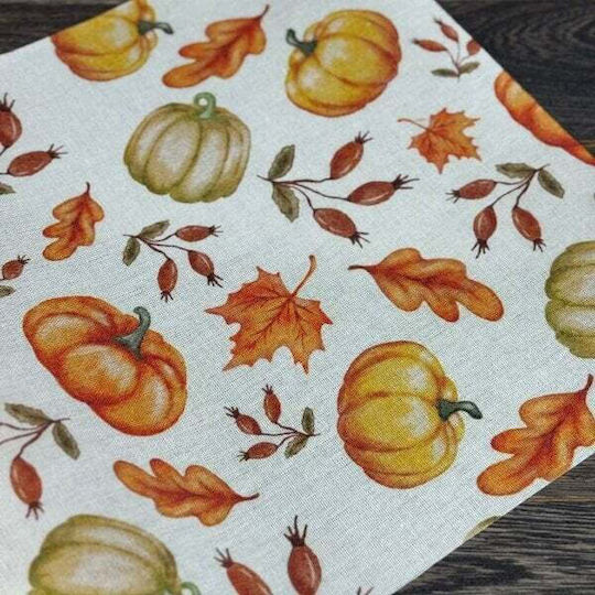 Ntampoudis Cotton Decoration Fabric 35x300cm Autumn Pumpkins