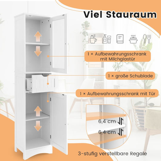 Costway JV10679WH Badezimmer-Säulenschrank Wandhängeschrank 40x30x170cm Weiße
