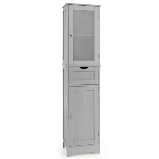 Costway Wall Hung Bathroom Column Cabinet W40xD30xH170cm Grey