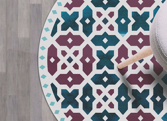 Tulup Runder Blauer Wohnzimmer Teppich Φ60cm