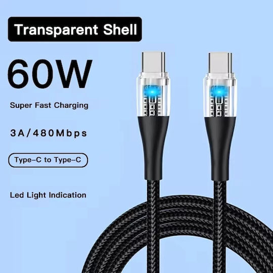 Leewello Cablu USB 2.0 USB-C Masculin - USB-C 60W Negru 1m 783214-2-Negru