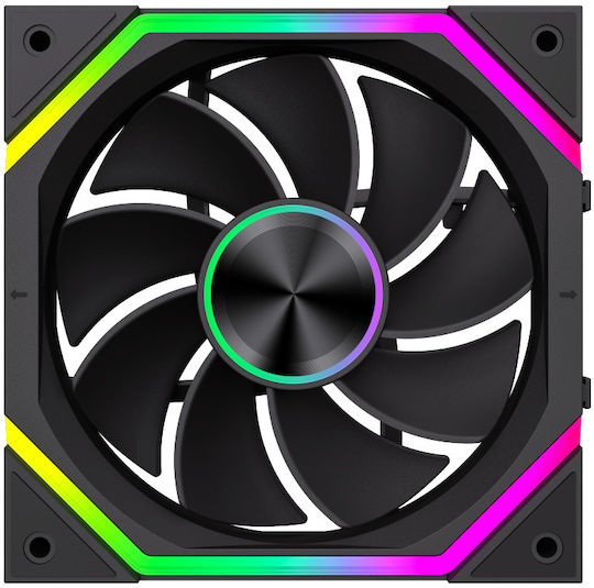 GameMax FN12A-N2 Обратен Перкa Вентилатор за Кутия 120mm (2000rpm / 58.6cfm) с RGB Осветление и Свързване 3-Pin / 4-Pin PWM 3бр