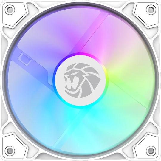GameMax FN12A-S5 Вентилатор за кутия 120mm (1600rpm / 41cfm) с RGB Осветление и Свързване 3-Pin / 4-Pin PWM Бял