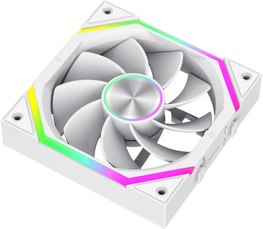 GameMax FN12A-N2 Обратен Перкa Вентилатор за кутия 120mm (2000rpm / 58.6cfm) с RGB Осветление и Свързване 3-Pin / 4-Pin PWM 3бр Бял