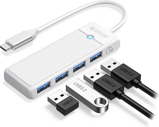 Orico Hub 4 de Porturi USB 3.0 cu Conectare USB-C Alb