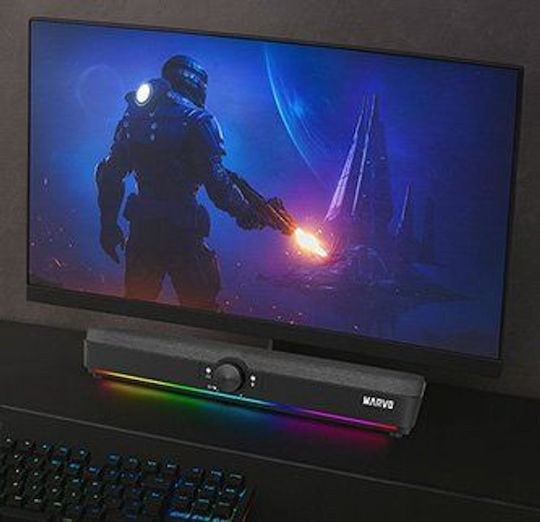 Marvo SG-286 Безжични компютърни тонколони Компютърни тонколони 2.0 с RGB осветление и Bluetooth Мощност 10W в Черен цвят