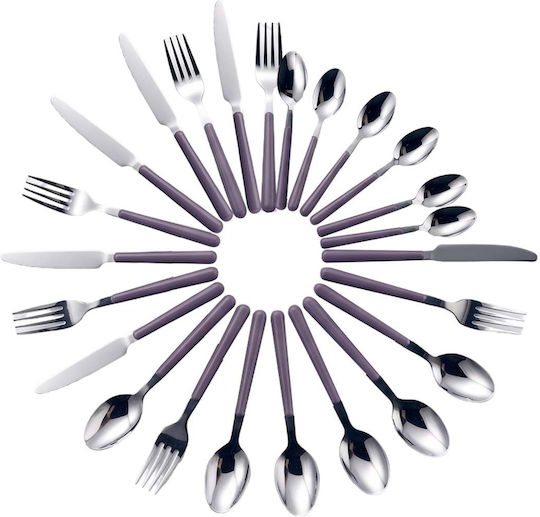 Swiss Haus Set 24 Stainless Steel Cutlery Pieces Smooth-edged Finish Purple