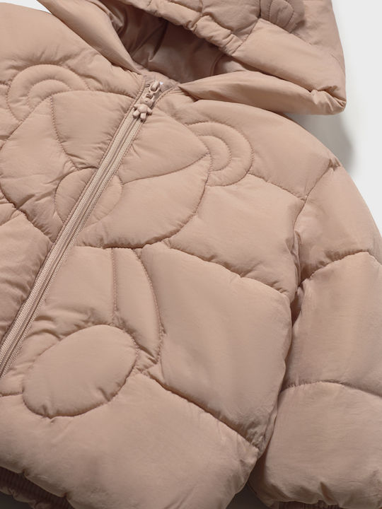 Kids Casual Short Coat with Hood Brown