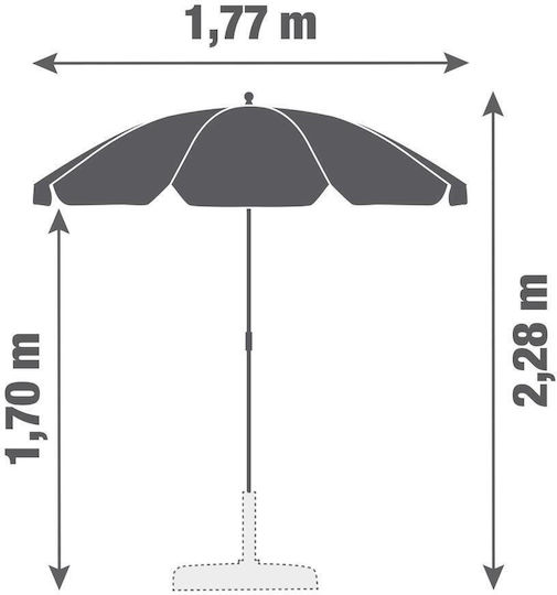 Naterial Umbrelă Plajă Diametru 1.77m Bej