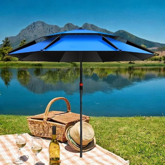 Umbrelă Pliabilă Umbrele Plajă Diametru 2.2m cu Protecție UV și Rezistență la Vânt Albastră