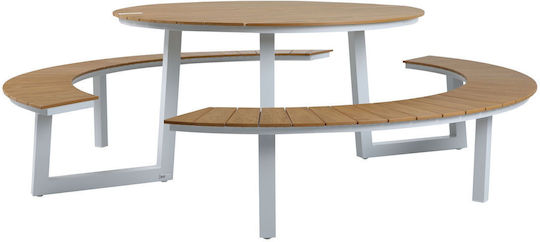 Set de mobilier de exterior 3 buc Alb Set de mobilier de exterior 3 buc Alb