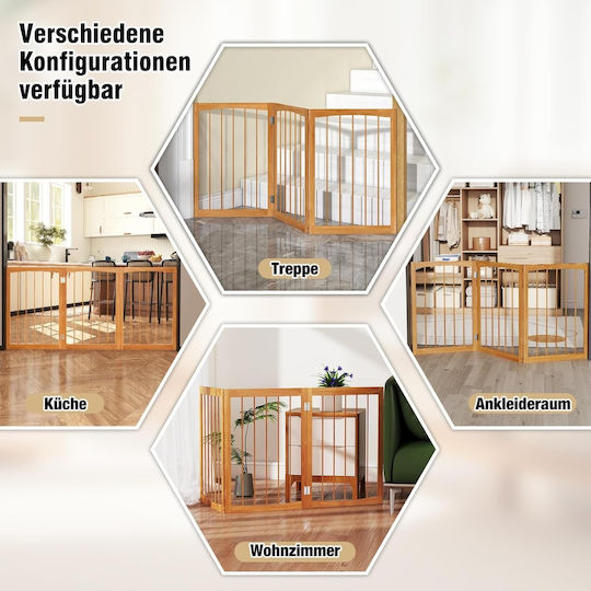 Costway Divider De Verandă Din Lemn Pentru Câine Cu 3 Panouri
