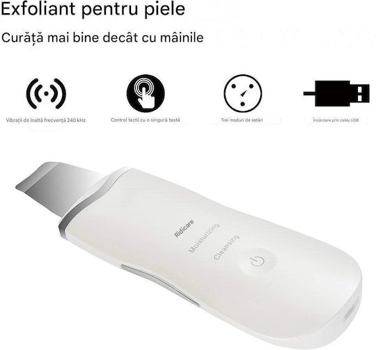Arvada Skin Pro Spatulă Ultrasonică Profesională Pentru Curățarea Feței Exfoliere Îndepărtarea Punctelor Negre și a Sebumului 3 Moduri Inteligente Reîncărcabilă Usb Pentru Toate Tipurile De Ten Alb