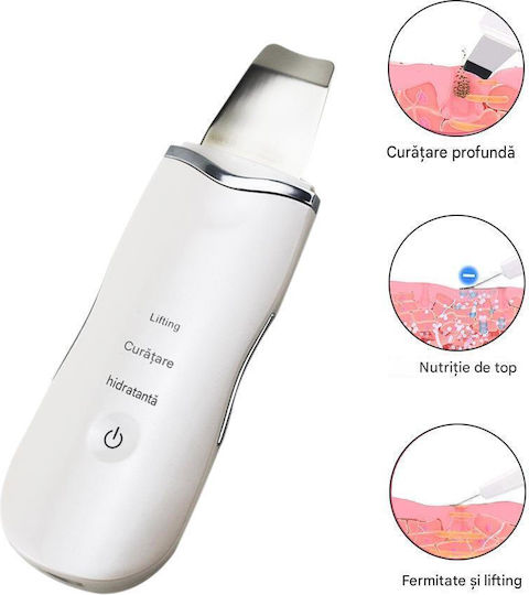 Arvada Skin Pro Spatulă Ultrasonică Profesională Pentru Curățarea Feței Exfoliere Îndepărtarea Punctelor Negre și a Sebumului 3 Moduri Inteligente Reîncărcabilă Usb Pentru Toate Tipurile De Ten Alb