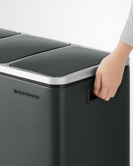 Songmics Coș de Reciclare din Oțel Inoxidabil 18 l Negru