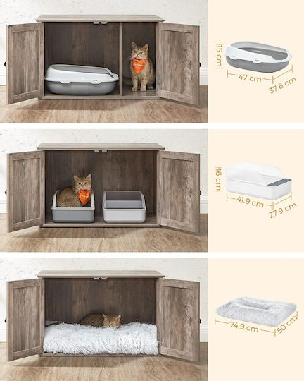Feandrea Grey Cat Toilet W80 x D53 x H50cm