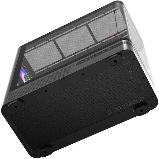 Modecom Volcano AQ100 Gaming Midi-Turm Computergehäuse mit Seitenfenster und ARGB-Beleuchtung Schwarz