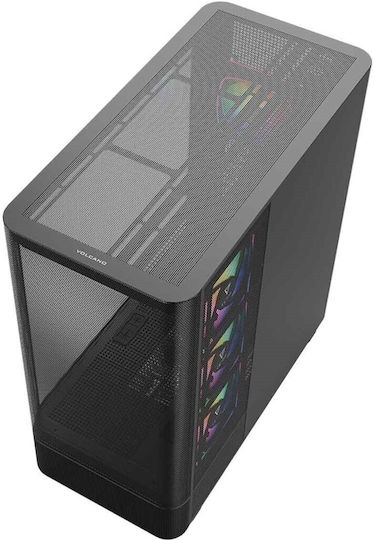 Modecom Volcano AQ300 Gaming Midi Tower Computer Case with Side Window and ARGB Lighting Black