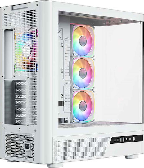 Modecom Volcano AQ100 Gaming Midi Tower Computer Case with Side Window and ARGB Lighting White