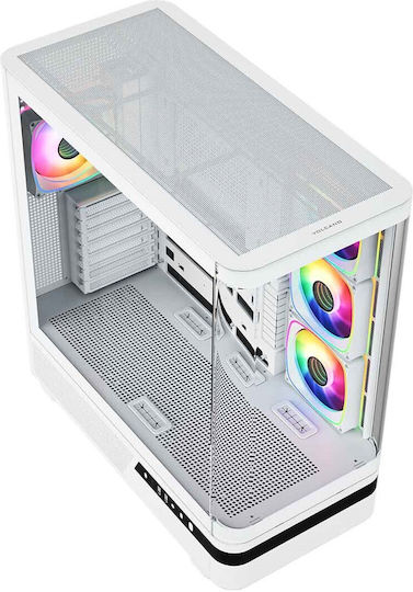 Modecom Volcano AQ100 Gaming Midi Tower Computer Case with Side Window and ARGB Lighting White