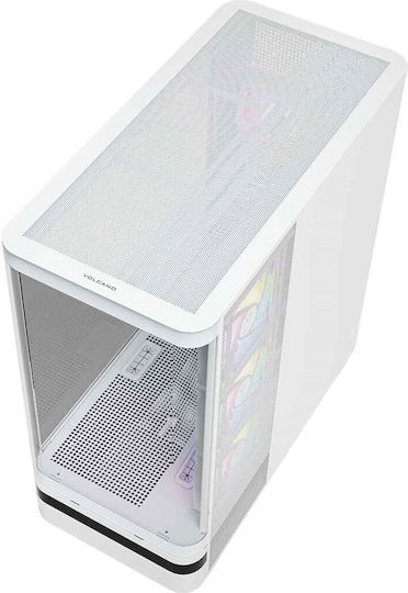 Modecom Volcano AQ100 Gaming Midi Tower Computer Case with Side Window and ARGB Lighting White