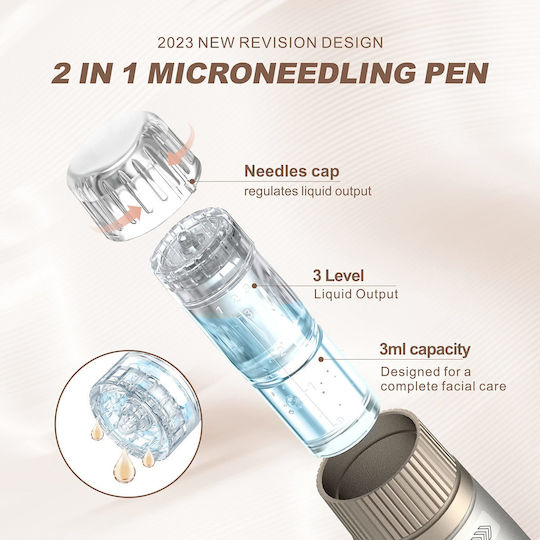 Dr Pen Hydrapen H3 Μικροβελόνες Τιτάνιο 2 Ανταλλακτικά Δεξαμενή 3 Ml 12 Βελόνες Βάθος 0 1 Mm 6 Ταχύτητες Ασύρματο
