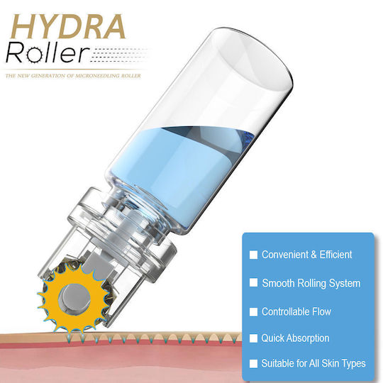 Δερματολογικός Κύλινδρος Hydra Roller Επαναγεμιζόμενη Φιάλη Δερματική Μεταφορά Ορών 64 Βελόνες Τιτανίου Βάθος 1 Mm 10 Ml