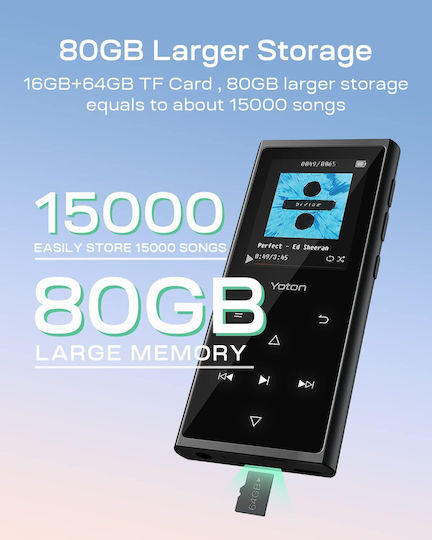 Yoton MP3-Spieler (16GB) mit TFT Touchscreen 2,36" Schwarz