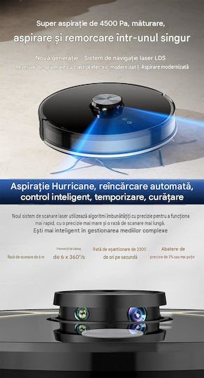 SmartClean A8S Aspirator Robot cu Cartografiere Laser și Putere de Aspirație 4500Pa Albă