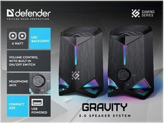 Defender Gravity Computerlautsprecher 2.0 mit Leistung 6W Schwarze