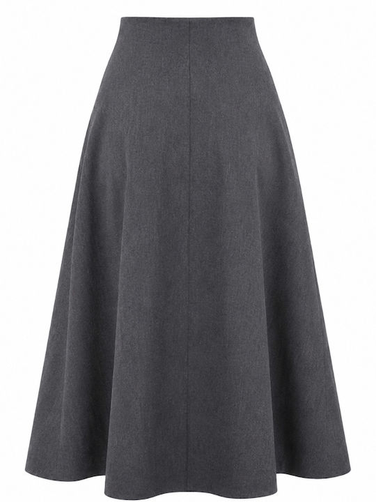 Hohe Taille Midi Damenrock Grau Melanz