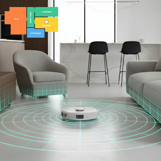 Tesla Electronics Robostar IQ660 Plus Robot Vacuum Cleaner with Laser Mapping & 13000Pa Suction White