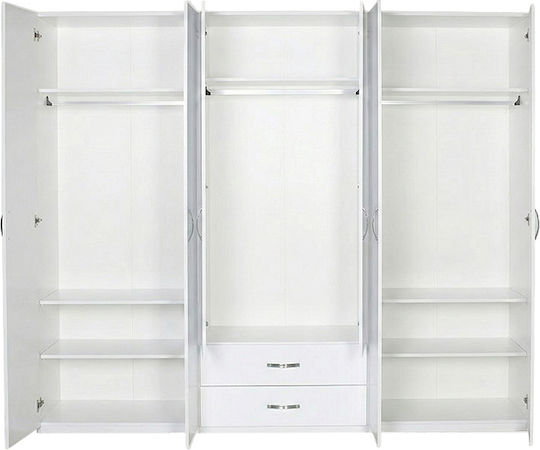 Dormie Εξάφυλλη Ντουλάπα 206x52x213cm Λευκή Απόχρωση
