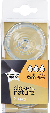Tommee Tippee Closer To Nature Tetine din Silicon de Flux Rapid pentru 6+ luni 2buc