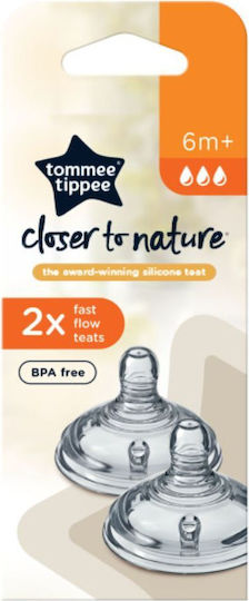 Tommee Tippee Closer To Nature Tetine din Silicon de Flux Rapid pentru 6+ luni 2buc