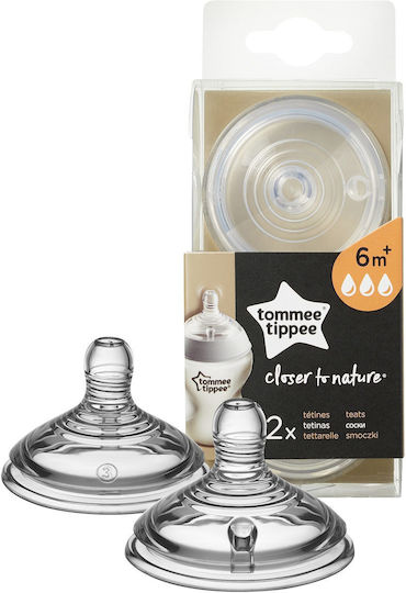 Tommee Tippee Closer To Nature Tetine din Silicon de Flux Rapid pentru 6+ luni 2buc