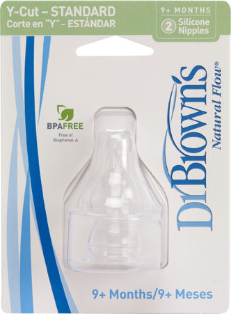 Dr. Brown's Silicone Fast Flow Bottle Teats for 9+ Months 2 Pieces