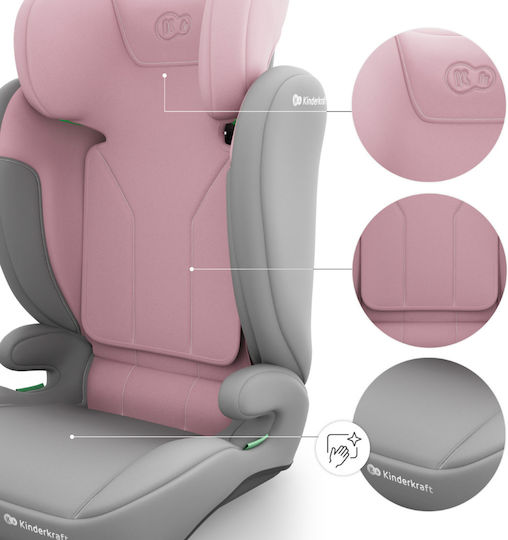 Kinderkraft I-Spark 2 Plus Столче за кола с висока облегалка i-Размер Розов