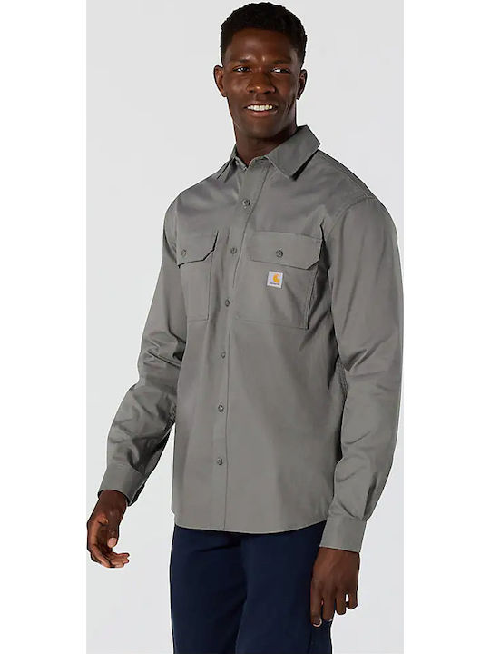 Long Sleeve Shirt in Wide Fit Steel