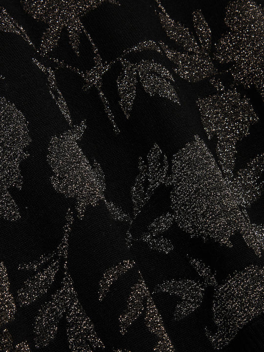 Γυναικείο Μακρυμάνικο Crop Πουλόβερ Floral Black