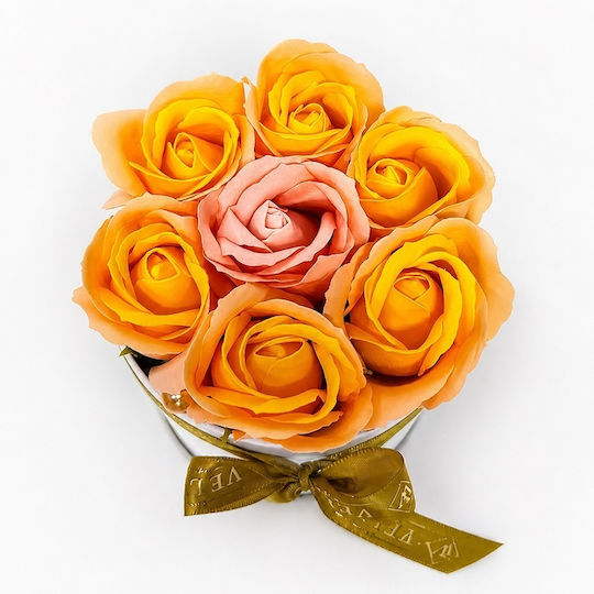 Aranjament Floral Dublu Colorat Glamour 7 Trandafiri Săpun Bicolor În Cutie Rotundă 16x11 Cm Portocaliu-Roz Aranjament Floral Dublu Colorat Glamour 7 Trandafiri Săpun Bicolor În Cutie Rotundă 16x11 Cm Portocaliu-Roz