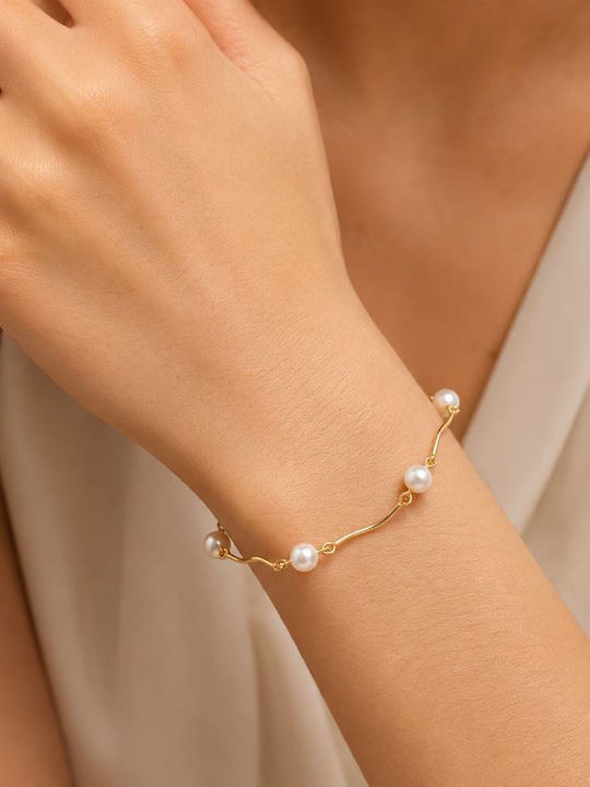 Awear Women's Chain Bracelet with Pearls 17cm