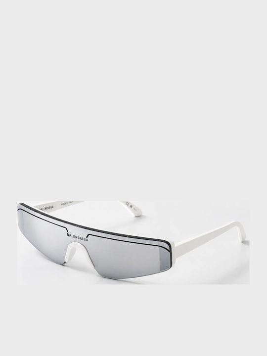 Balenciaga Unisex Sonnenbrillen mit Weiß Horn umrandetem Rahmen und Silber Spiegel Gläser