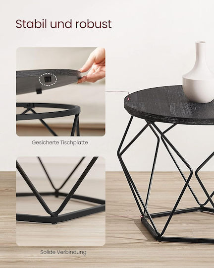 Masă laterală rotundă din lemn masiv Black 2 buc M50xL40xÎ40cm