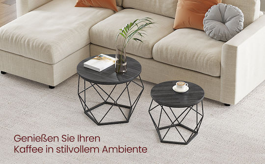 Masă laterală rotundă din lemn masiv Black 2 buc M50xL40xÎ40cm
