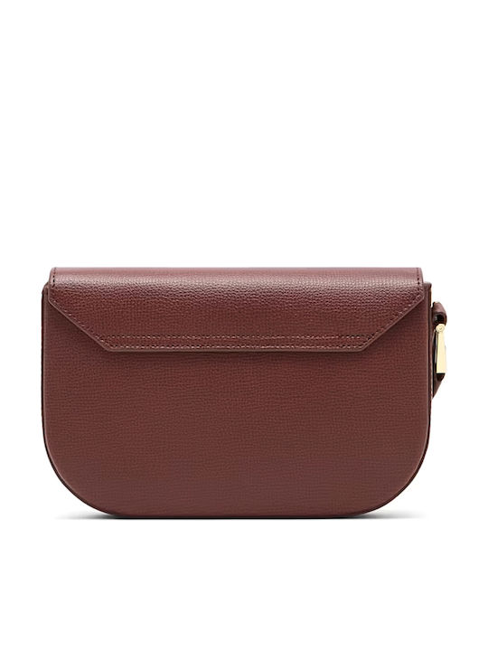 Emporio Armani Geantă Dama Din Piele Cu Barete Încrucișate / De Umăr Din Piele Întoarsă Burgundy